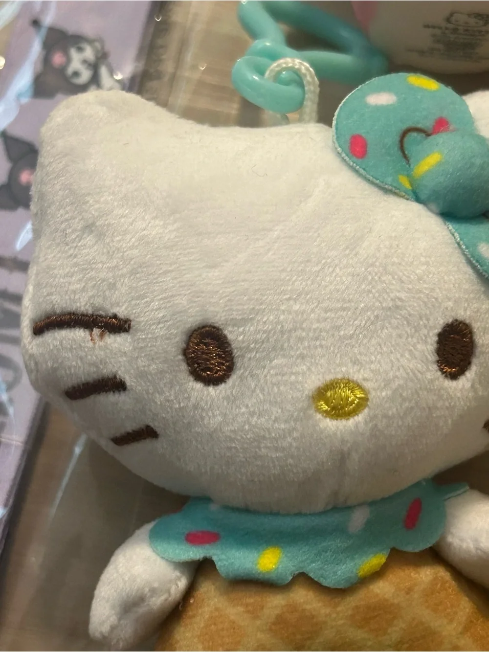 Hello Kitty & Friends Plush Key Chain Figure Bundle Squishy, Kuromi, & Landyard